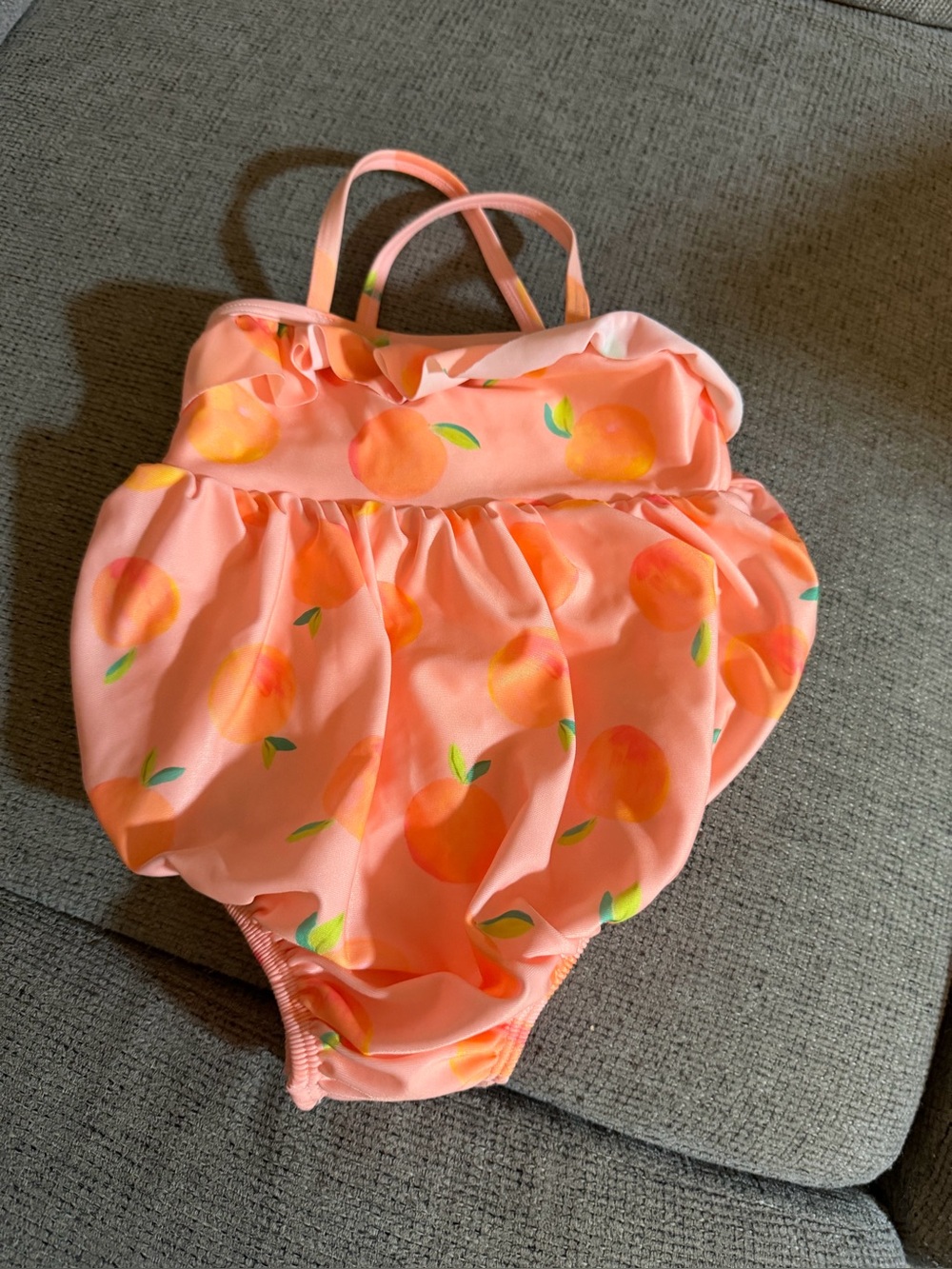 Peach Print Pink Baby Girls Swimsuit